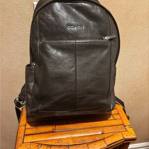 Coach Dark Brown Leather Men's Backpack